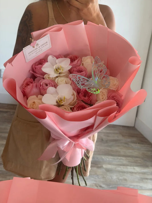 Rose & Orchid Bouquet — Two Dozen