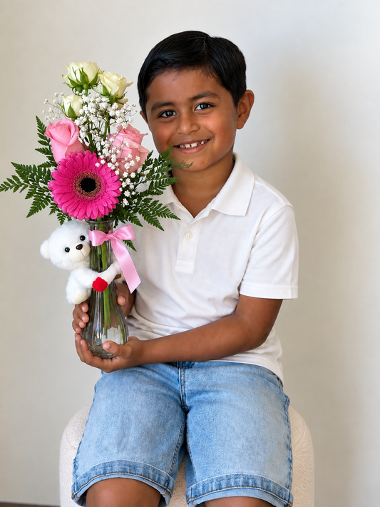 Bear love vase- Rose & Teddy Gift Set