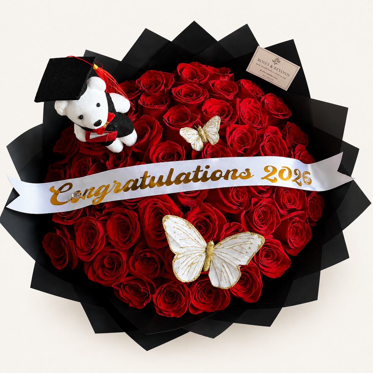 50 count red, Bear Graduate Bouquet