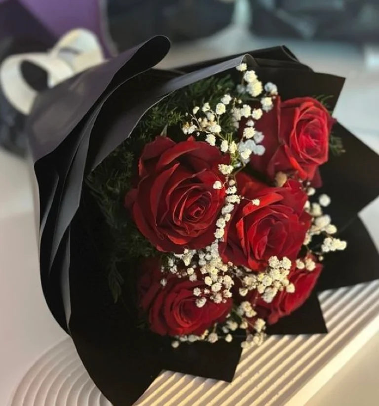 Midnight Half Dozen — 6 Long Stem Rose Bouquet