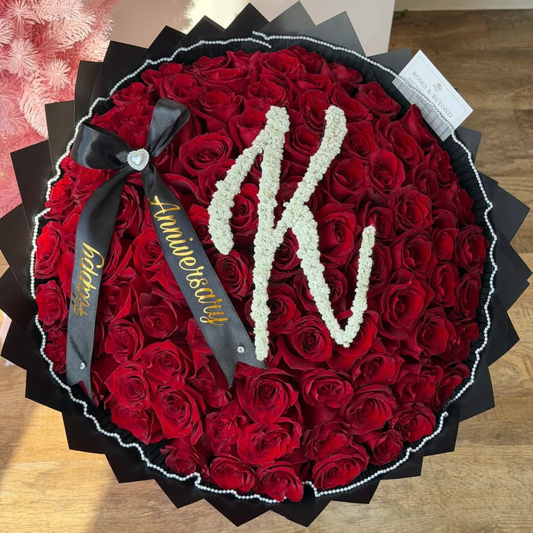 The Monogram Rose Circle — 100 Rose Custom Bouquet