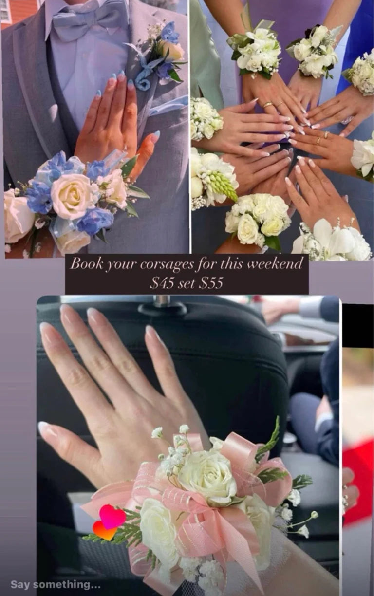 Prom Corsage & Boutonnière Set — Custom Color