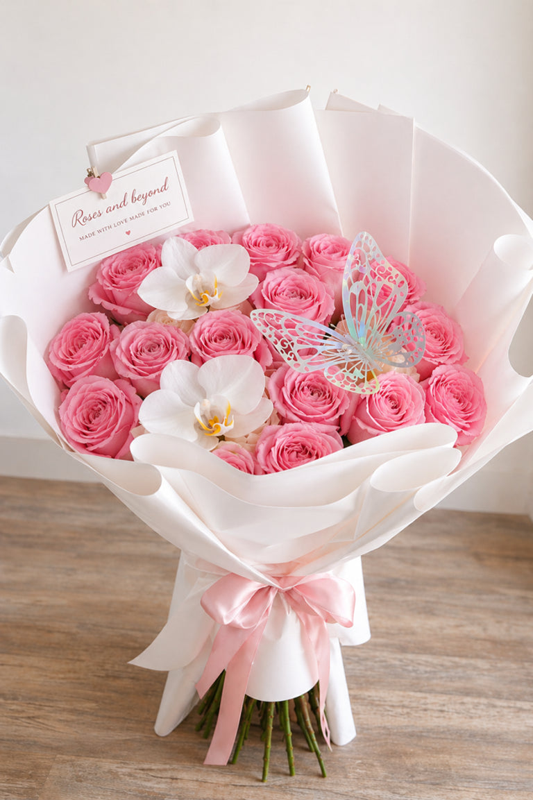 Rose & Orchid Bouquet — Two Dozen