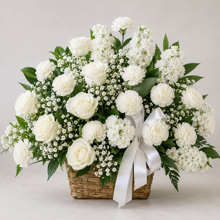 Peaceful White Sympathy Basket