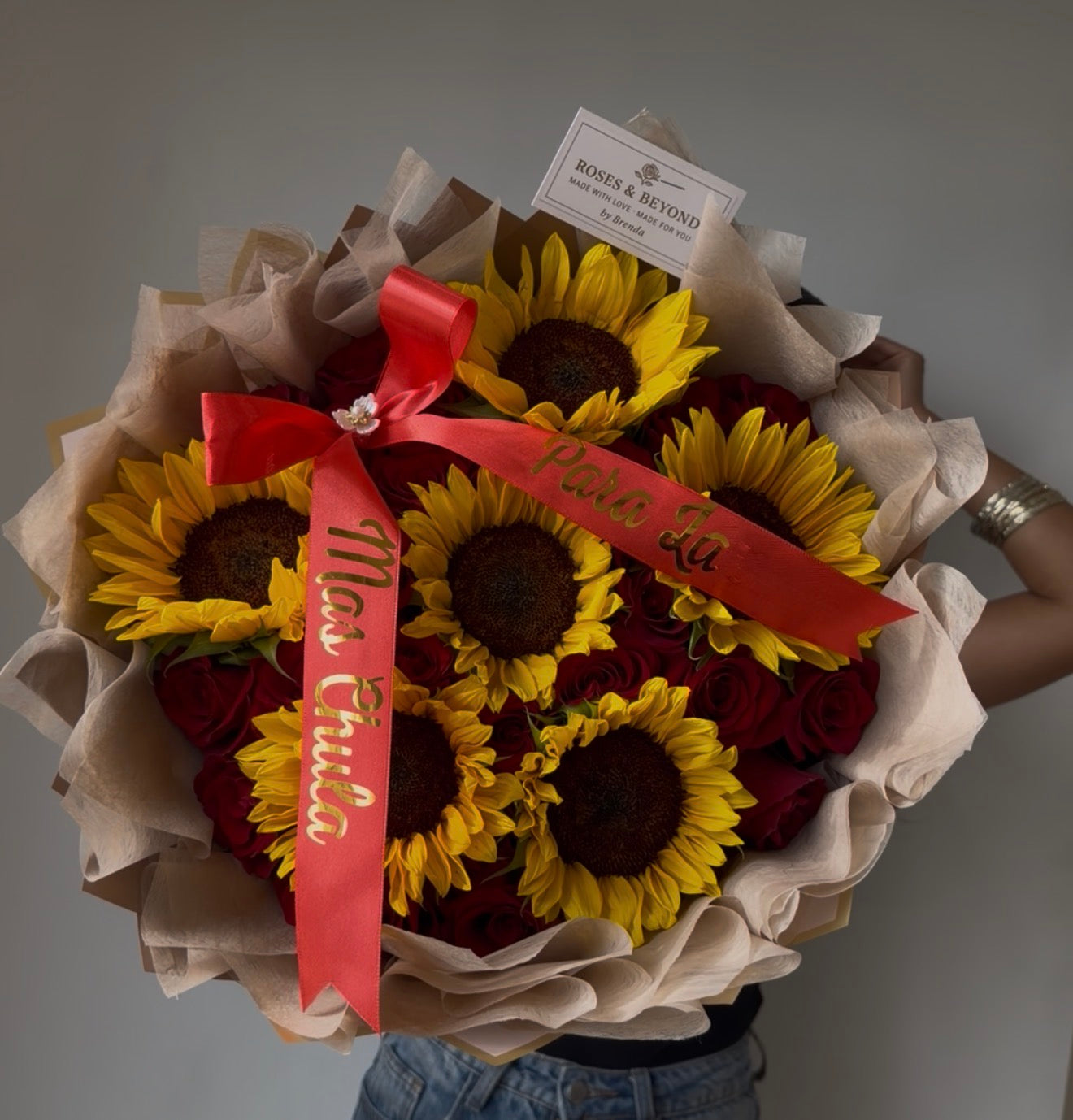 Sunflowers and Rose bouquet