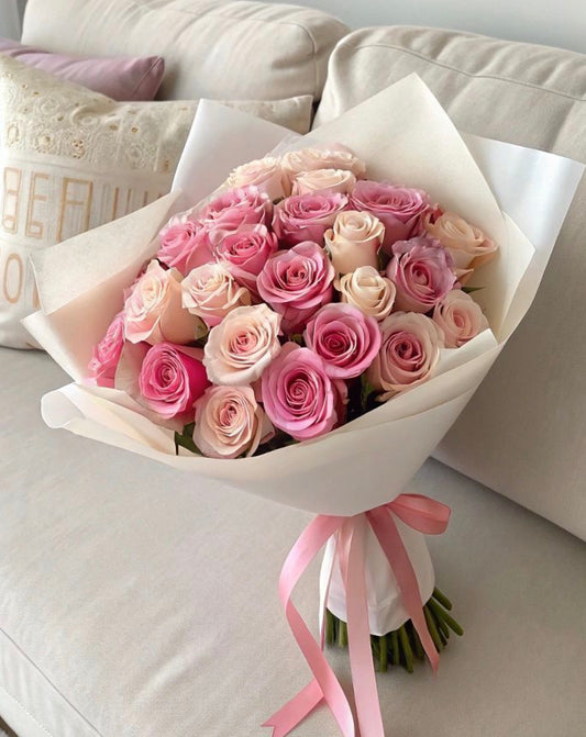 24 roses pink and white lux bouquet