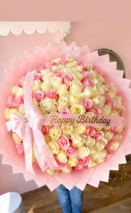 75 Birthday roses Pink/white