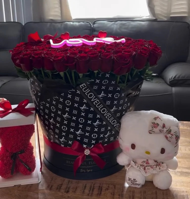 Love Light Luxury Box — 100 Rose LED Neon Arrangement