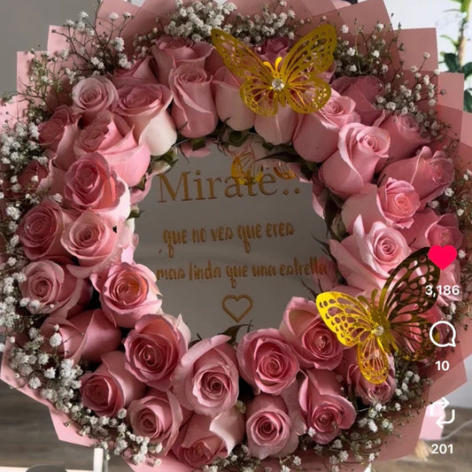 Mirror Rose Wreath — Custom Message Bouquet