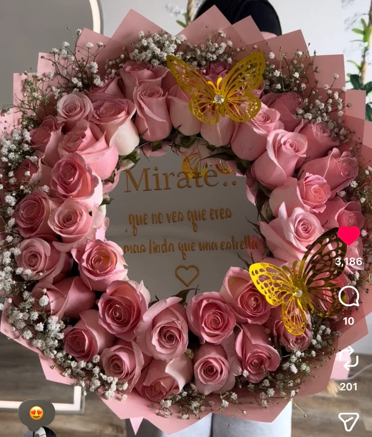 Mirror Rose Wreath — Custom Message Bouquet